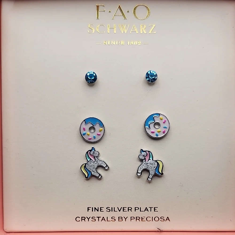 FAO Schwarz Silver Plate Earring Collection